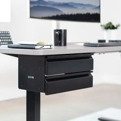 VIVO Black Dual Level 16″ Pull Out Under Desk Storage Drawer Set without Shell