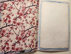 Junk Journal Blank Booklet “CHERRY BLOSSOM” HANDMADE Florals LG 5.5″x8.5″ 40pgs