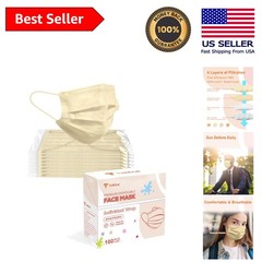 100 Pack Disposable 4 Ply Face Masks – ASTM Level 3 Protection, Beige