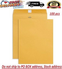 100 Pcs CLASP ENVELOPES 10×13 28lb Kraft Shipping Mailing Gummed Business Manila