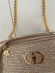 Christian Dior Holiday Glitter Gold Pouch Luxury Cosmetic Bag No Box