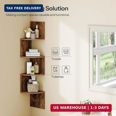 HOOBRO Corner Shelf Wall-Mounted, Set of 2 Floating Corner Shelves for Wall, 4-T