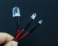 DC 9V-12V 3mm 5mm 10mm LED Lights Emitting Diode Pre-Wired 8″Line White Red