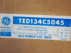 New General Electric TED134C5045 3 Pole 45 Amp 480 Volt Circuit Breaker 50°C