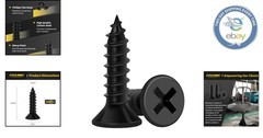 Precision 100 PCS 5/8″ Black Screws – Flat Head Phillips for Easy Installation