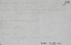 2579 EUROTHERM TEMPERATURE CONTROLLER 818S/TC/RLGC/M0V5/NONE/X0V5/NONE/NONE/SN