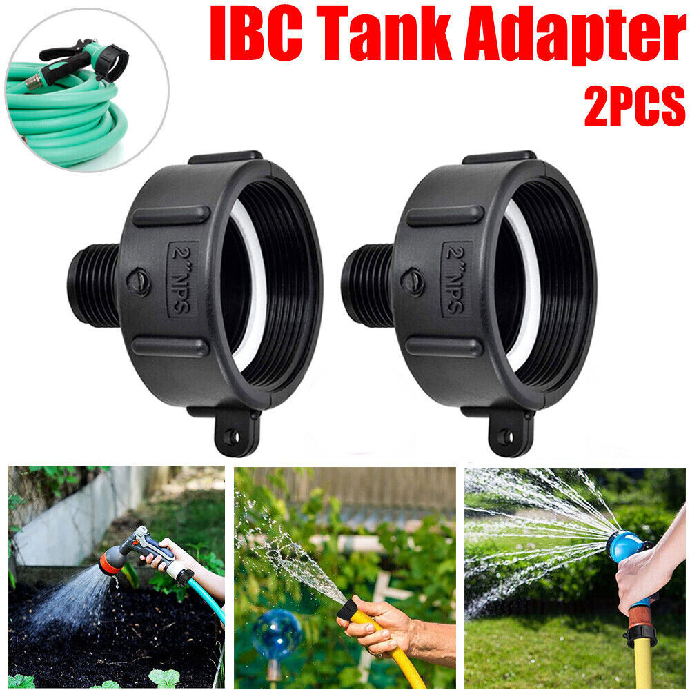 1 PC Tote Tank Adapter 275 330 G IBC Garden Hose Drain Plug Connector 2”NPS US