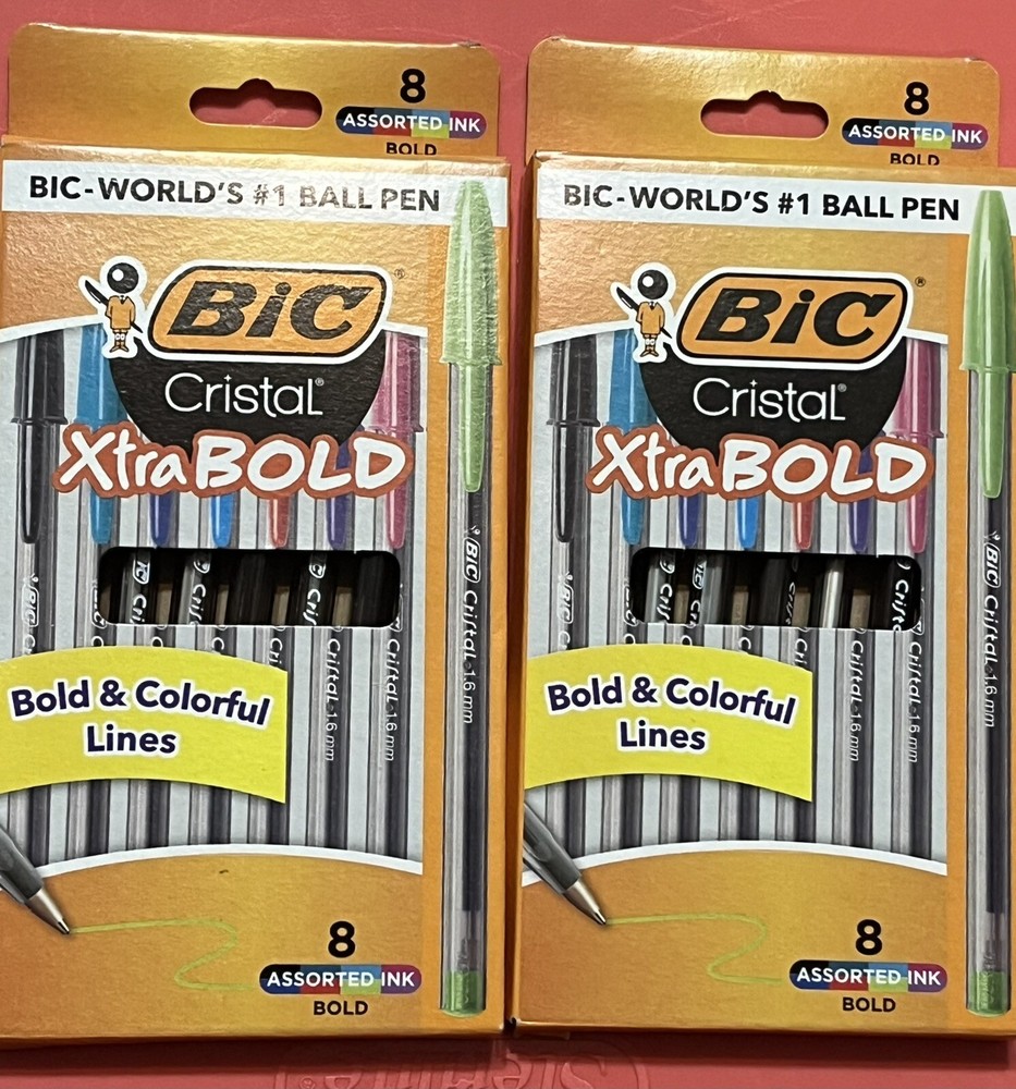BIC Cristal Xtra Bold Ballpoint Pen, Bold Point Assorted Color 8 ct – 2 Packs