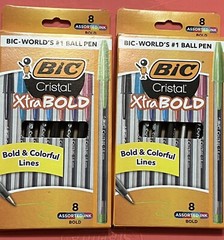 BIC Cristal Xtra Bold Ballpoint Pen, Bold Point Assorted Color 8 ct – 2 Packs