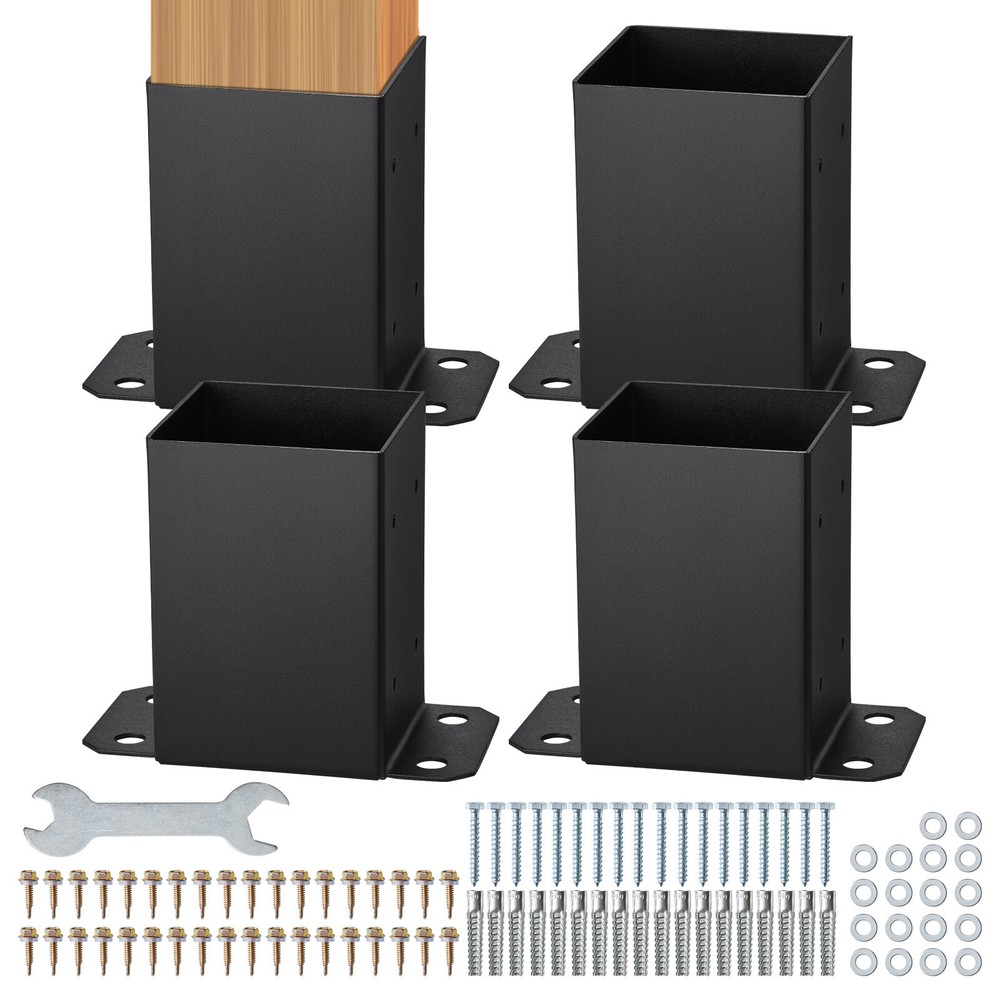 VEVOR 4 Pack 4×4 Post Base Brackets Heavy Duty Wood Post Fence Post Anchor