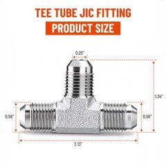 5PCS JIC Male 37° Flare Union Tee Hydraulic Fittings 3/8″ JIC Male x Male x Male