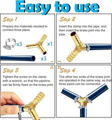 2pcs Metaland Brass 5/16″ Hose Barb 3 Way Union Fitting Y Shape Barbed Splitter