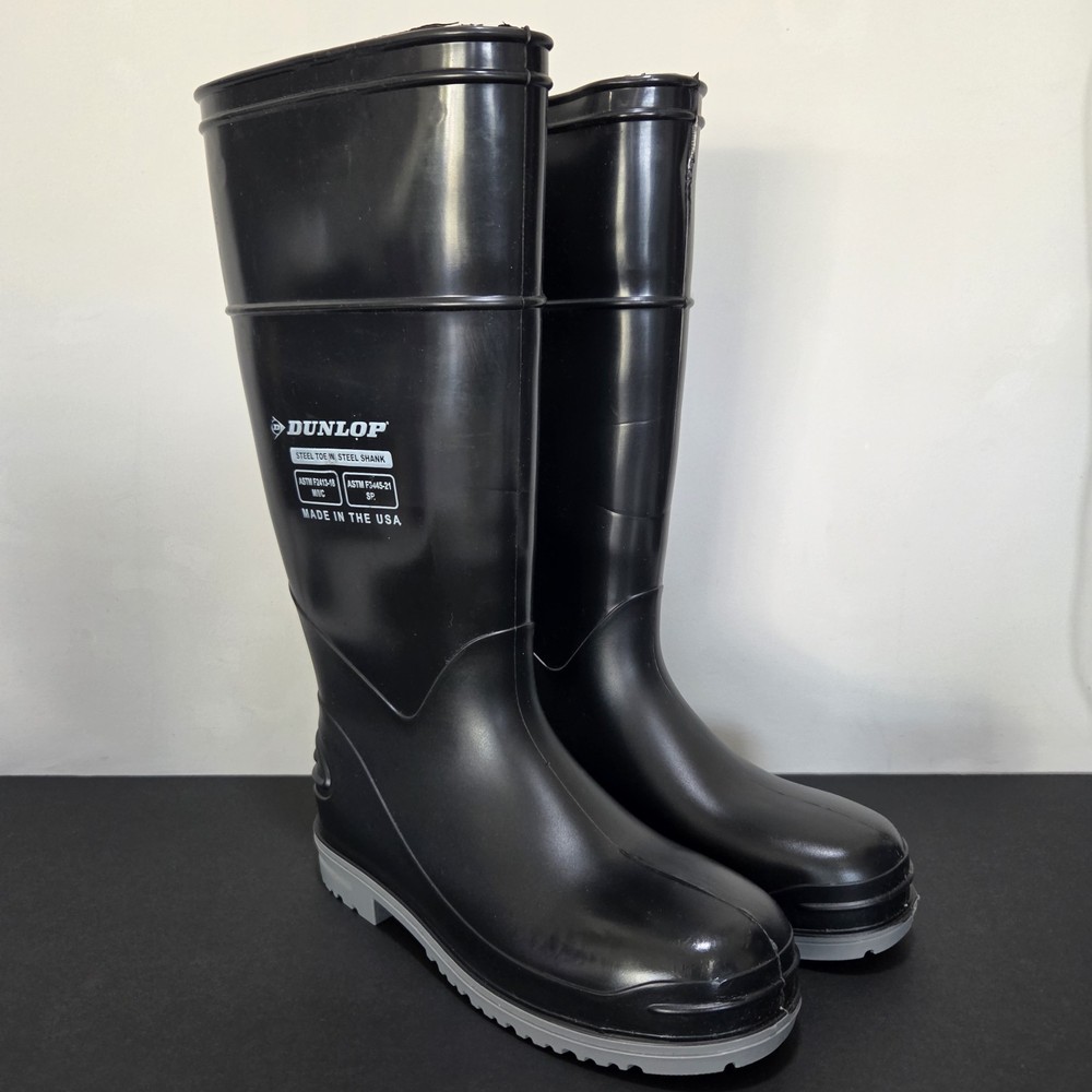 Dunlop Women’s/Men’s Rubber Boot, Steel Toe, 16″ Height, Black, Size M-6 W-8