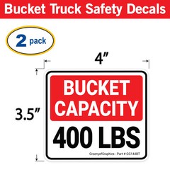 (2 Pack) Bucket Capacity Sticker 400 lbs (181 kg) – Safety OSHA Laminated Decal