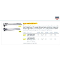 Wright 3480 3/8″ Drive Pear Shaped Ratchet Open Head Chrome 30 Teeth 7-7/8″