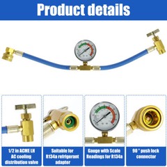 Refrigerant Recharge Kit A/C R134-a Self-Sealing Adapter for AC Sealing cans