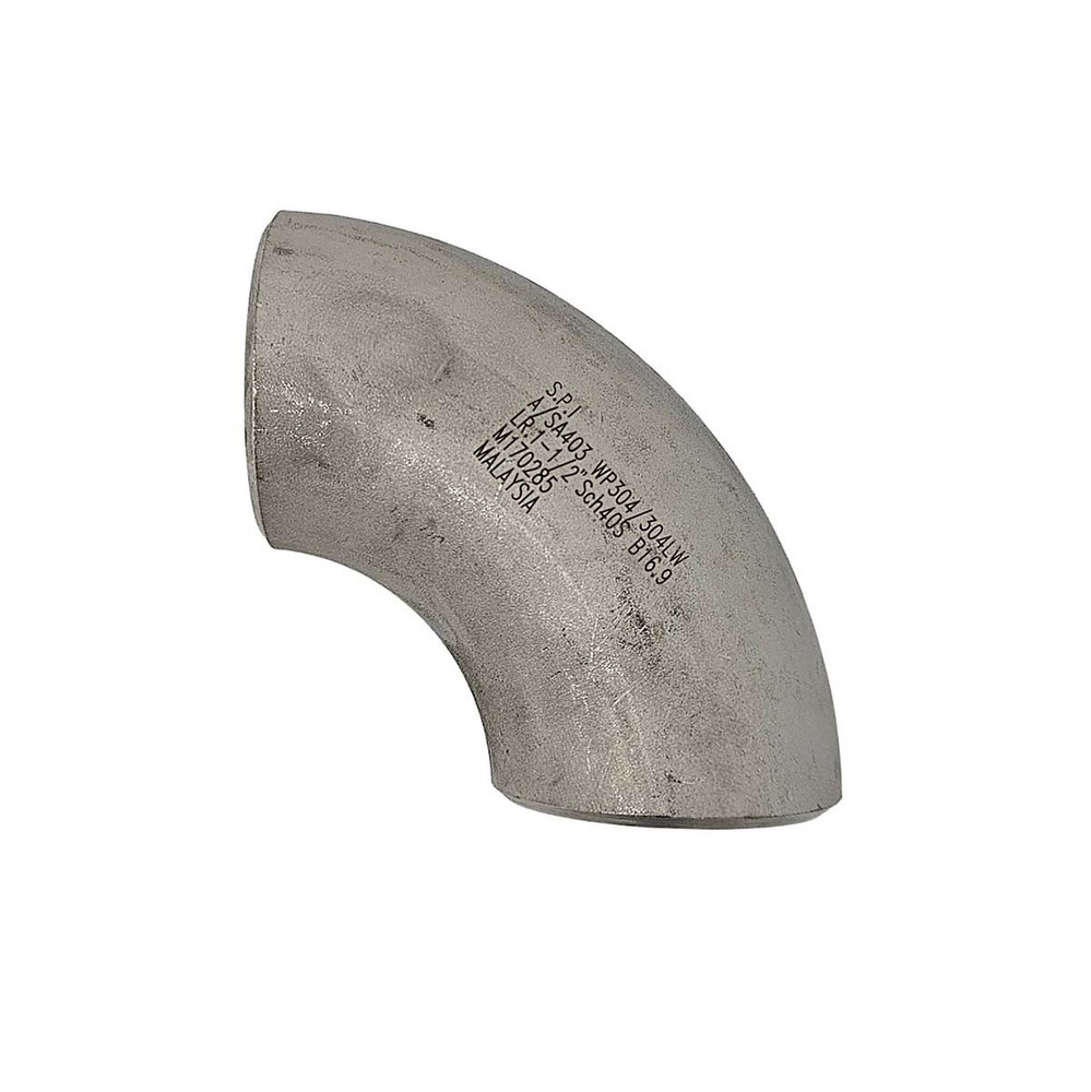 1 1/2 inch Butt Weld 90 Sch 40 304 Stainless Steel