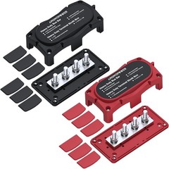2Pcs 300A Busbar 12-48V DC Heavy Duty Copper Power Distribution Block 4 X M8 (5/
