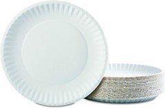 AJM Packaging 9″ Paper Plates CP9GOEWH Gold Label Coated, White, 1000/Case