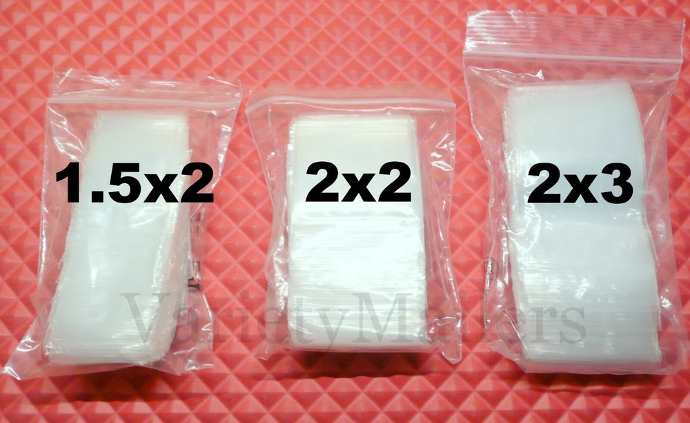 300 Resealable Zip-Top Bag Variety Pack ~ 3 Small Sizes 1.5×2 2×2 2×3