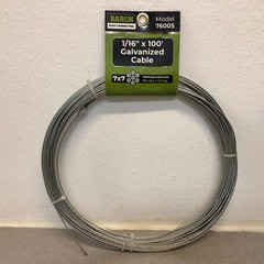 Baron 76005 1/16 in. D X 100 ft. L Galvanized Steel Aircraft Cable
