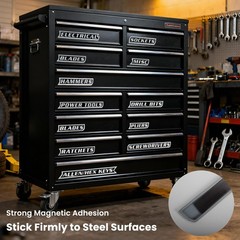 Magnetic Tool Box Labels Black for Organization Magnet Toolbox Cart Chest Red