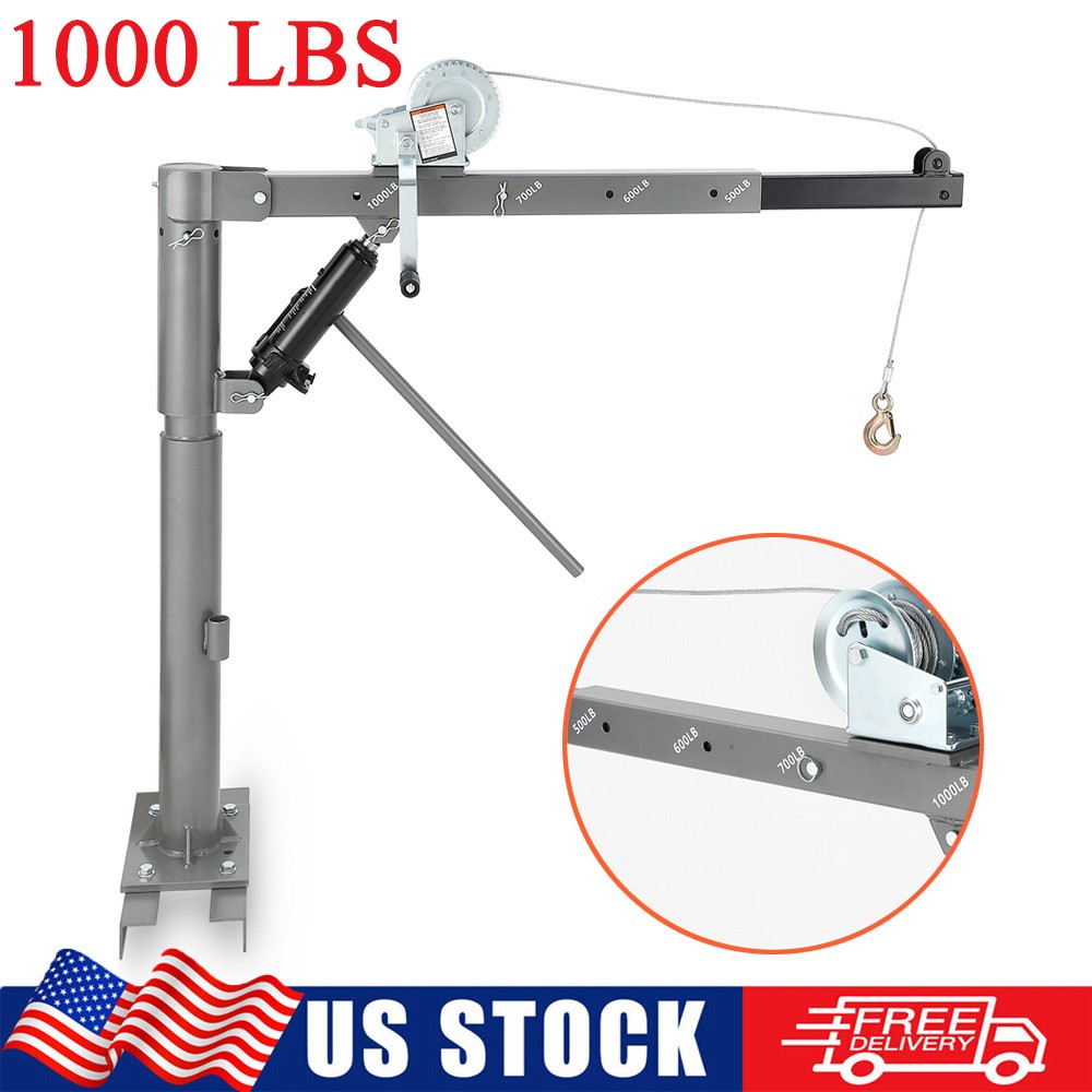 1100 lbs Pickup Truck Crane Hoist Crane 360° Swivel Hoist Lift with Manual Winch