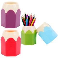 PartyYeah 4-Piece Pen Holders – Pencil Shaped, Green, Purple, Red, Blue