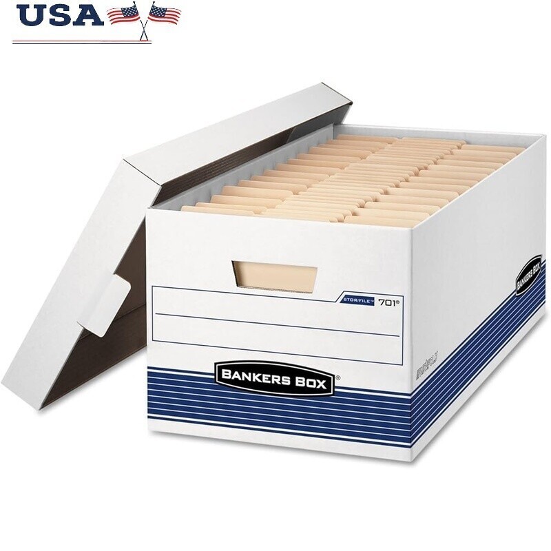 12 Pack Medium Duty File Storage Boxes FastFold Lift Off Lid Secure Storage New
