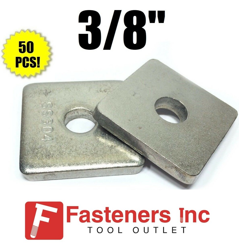 (50 BOX) 3/8″ Stainless Steel Square Washers for Unistrut Channel (4601S1) P1063