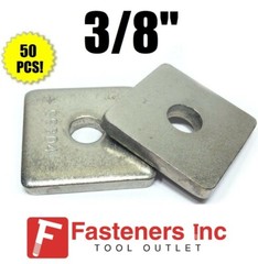 (50 BOX) 3/8″ Stainless Steel Square Washers for Unistrut Channel (4601S1) P1063