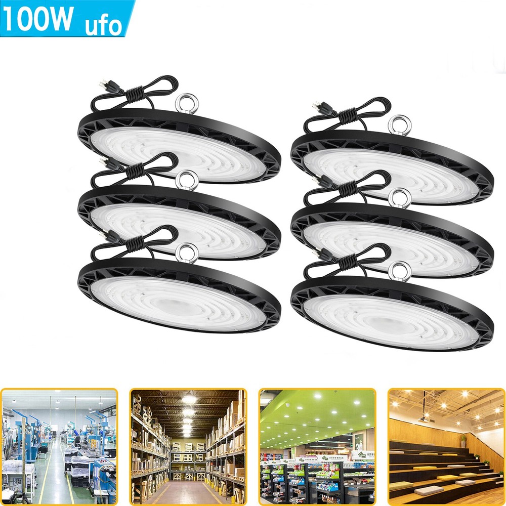 6 Pack 100W UFO Led High Bay Light Industrial Commercial Warehouse Shop Light