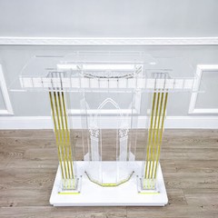 Acrylic Lighted LED Podium Lectern Church Pulpit Hostess Desk Casters 40″ Wide