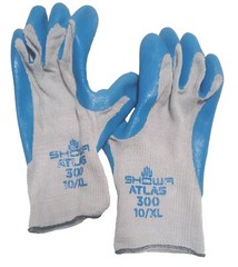 SHOWA ATLAS 300 LATEX RUBBER PALM DIPPED WORK GLOVES BLUE XL Single pair