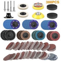 388Pcs 2 inch Roll Lock Sanding Discs Set 1/8″ 1/4″ Shank Holder for Die Grinder