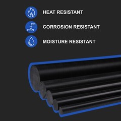 Duco Plus Acetal Copolymer Rod Black Wear-Resistant Machinable Multiple Lengths