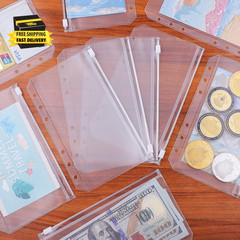12Pcs A6 Size Binder Pockets 6 Holes Budget Cash Envelopes for Budgeting, Clear