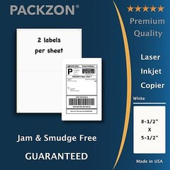 200 Half Sheet Self Adhesive Shipping Labels for Laser & Inkjet Printers