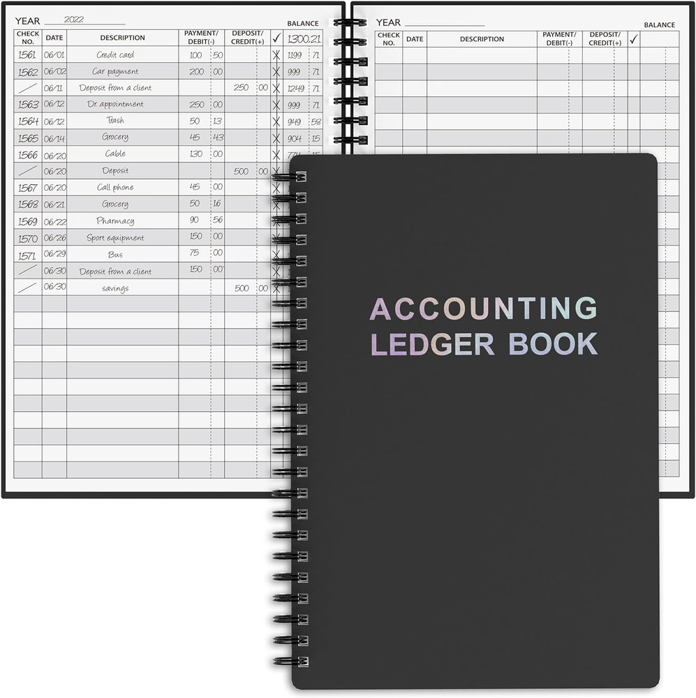 Accounting Ledger Book – A5 Check Register for Small Businesses & Personal Use,