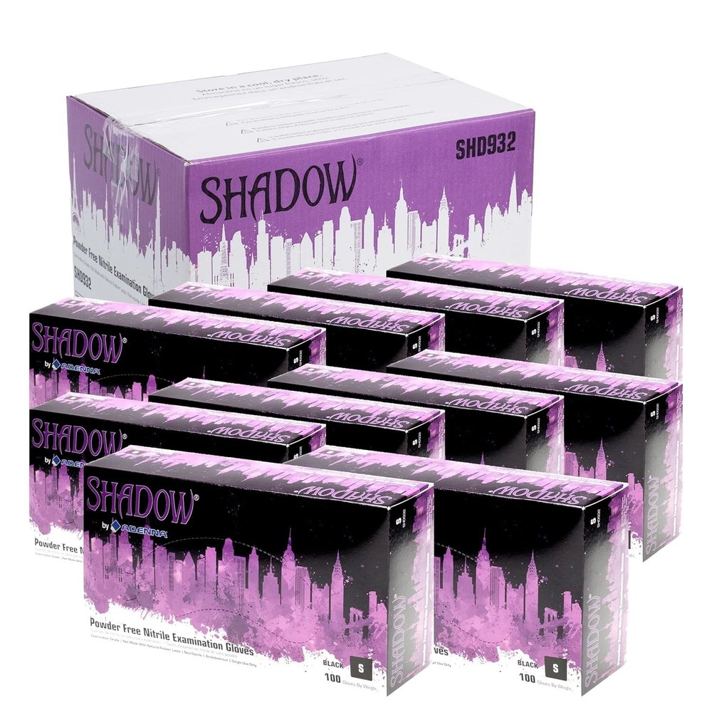 Adenna SHADOW Disposable Nitrile Gloves – 6 Mil, Exam Grade, Black, Powder Free