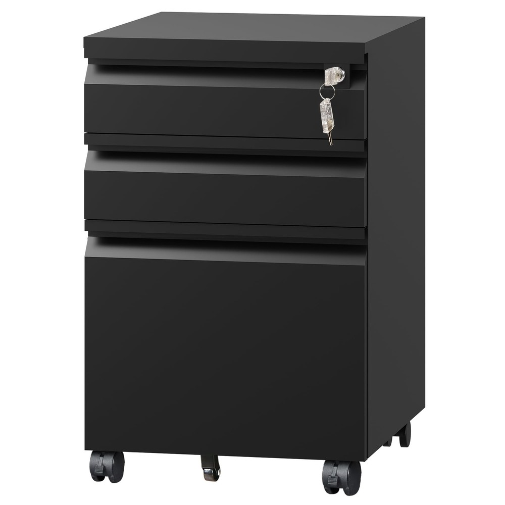 3 Drawer File Cabinet, Metal Filing Cabinet with Lock, Under Desk Cabinet