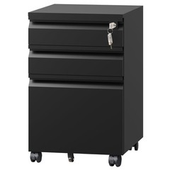 3 Drawer File Cabinet, Metal Filing Cabinet with Lock, Under Desk Cabinet