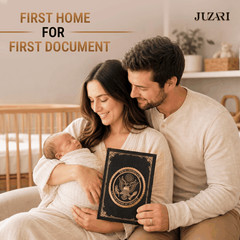 Birth Certificate Holder 8.5×11 Black Faux Leather Document Protector Gold Foil