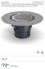 Zurn FD2-PV2-CC – 5″ Nickel Bronze Top Assembly, Adjustable Floor Drain 2×3”