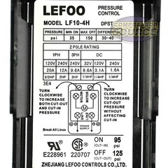 Lefoo 95-125 PSI Air Compressor Pressure Switch 1/4″ Female NPT 4 Port LF10-L4H