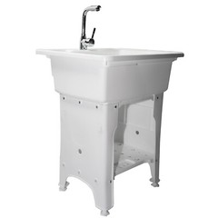 Freestanding Plastic Utility Sink Laundry sink Size:25.9*21.65*31.5in(White)