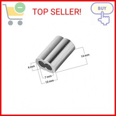 QDiShi 1/8″ (3mm) Aluminum Crimping Loop Sleeve for Wire Rope, Cable Ferrule (10