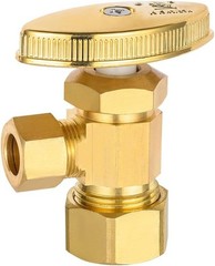 Brushed Brass 2 Pack Angle Stop Valve, 1/2″ Nominal Compression x 3/8″ OD