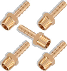 1/4 Inch Barb to 1/4 NPT Male Brass Hose Fitting Air Water Fuel Line Adapter 5PK