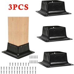 3/4/8/10 Pcs Post Base Brackets 3.6″ x 3.6″ Steel Post Base for Wood Post Anchor